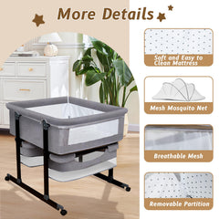 Jestonten Twin Bassinet mosquito net protecting sleeping twins