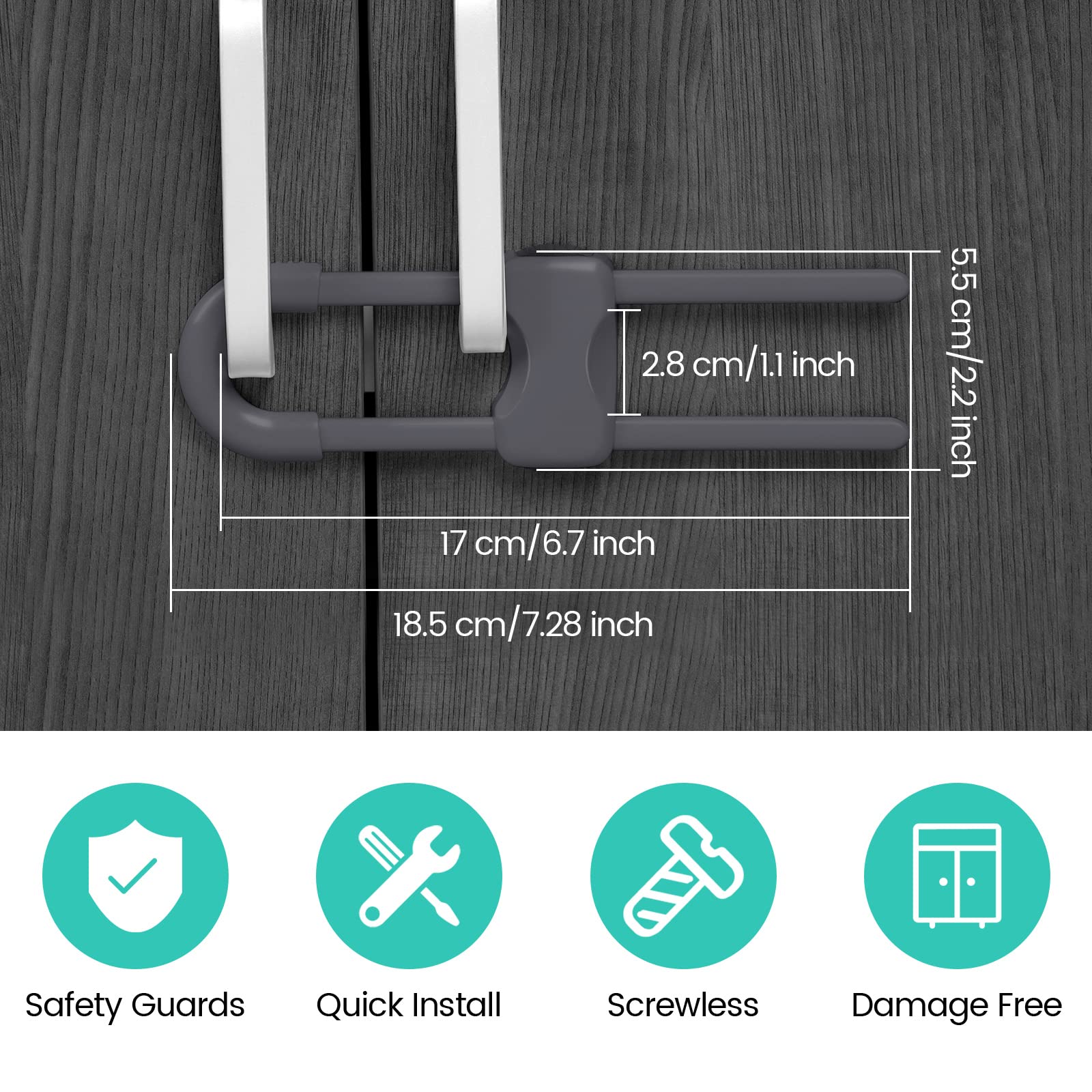 Jetec adjustable sliding cabinet lock is easy to install without tools