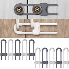 Jetec 10-piece u-shaped cabinet locks set for baby-proofing cabinets.