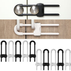 Jetec 10-pack U-shaped cabinet locks on knobs for baby-proof safety.