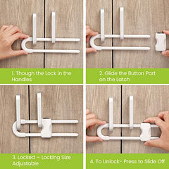 Jetec cabinet locks fitted on varied handles, including mushroom and D-shaped knobs.