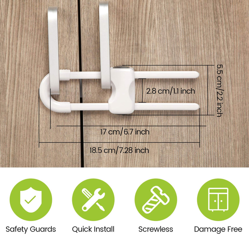 Jetec cabinet locks installation scene shows tool-free, no-drill setup for quick safety.
