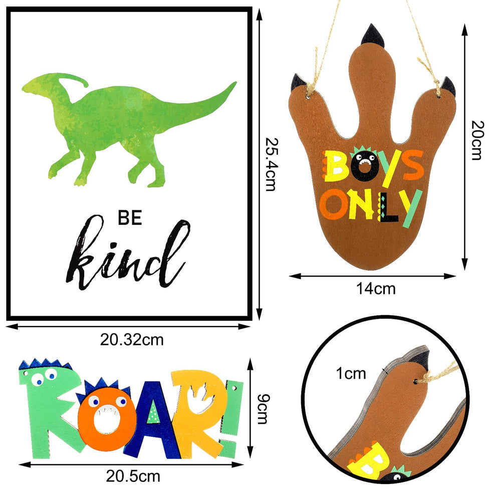 Jetec dinosaur wall art posters set of four with vibrant colors.