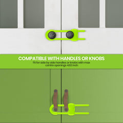 Jetec kitchen cupboard lock in green, adjustable spacing for knob and handle setups