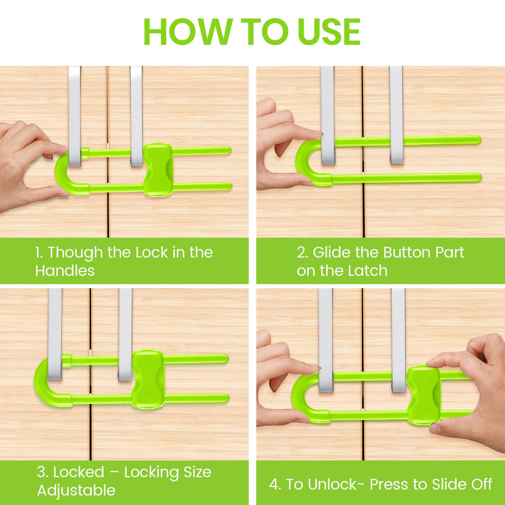 Jetec pet-safe cabinet lock, green finish helps limit access for pets
