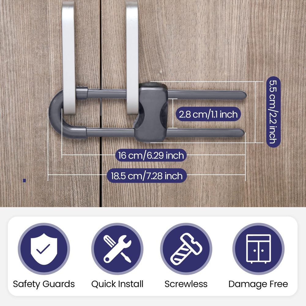 Jetec u-shaped lock attached to knob helps block toddler access.
