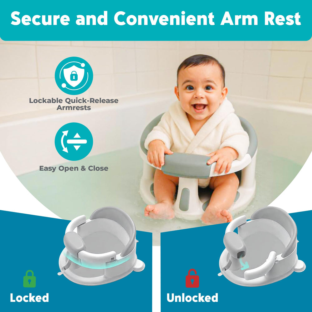 JetFresh bath seat fits most tubs and showers for versatile use.