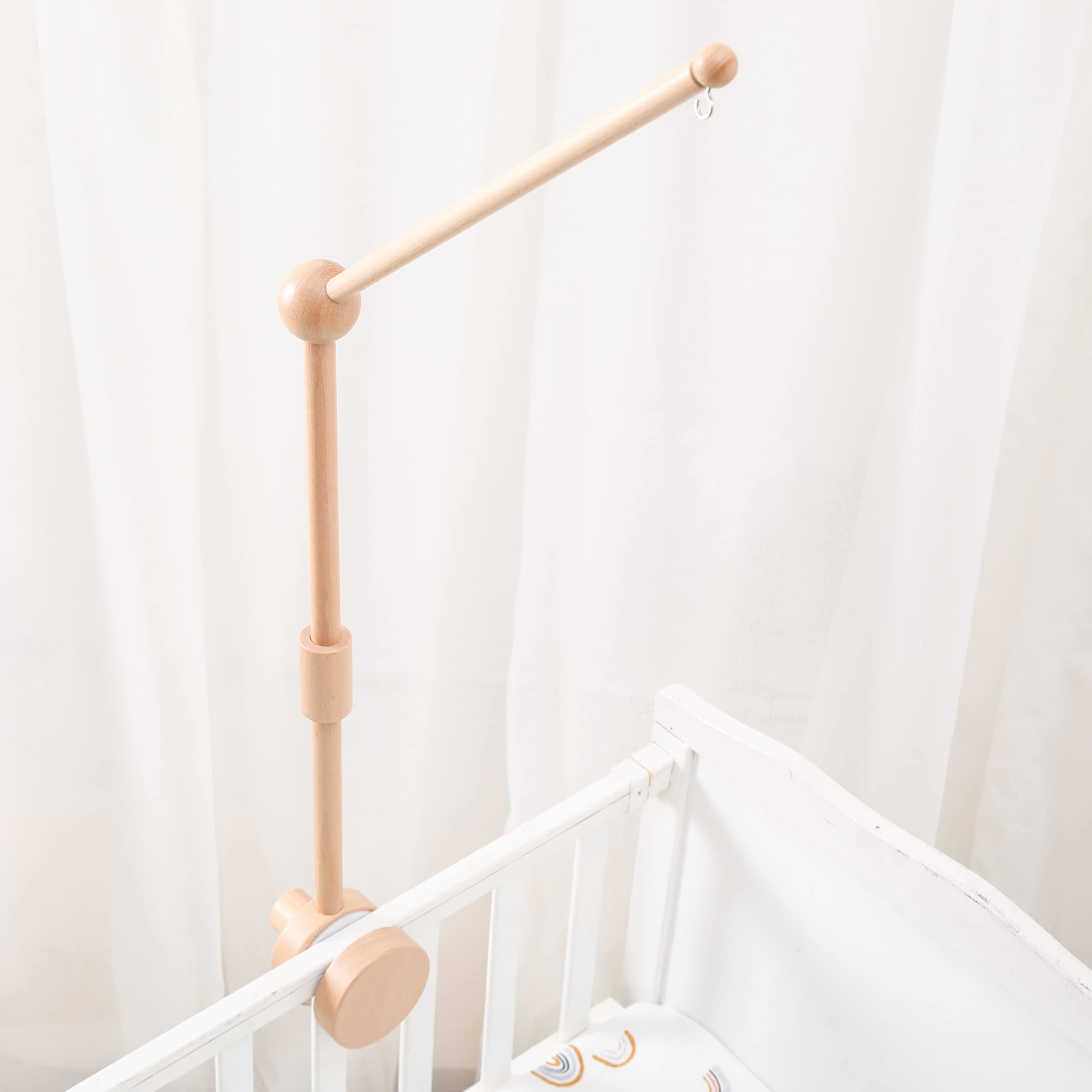 JETM·HH crib mobile arm in natural beech wood for a sturdy, safe nursery setup