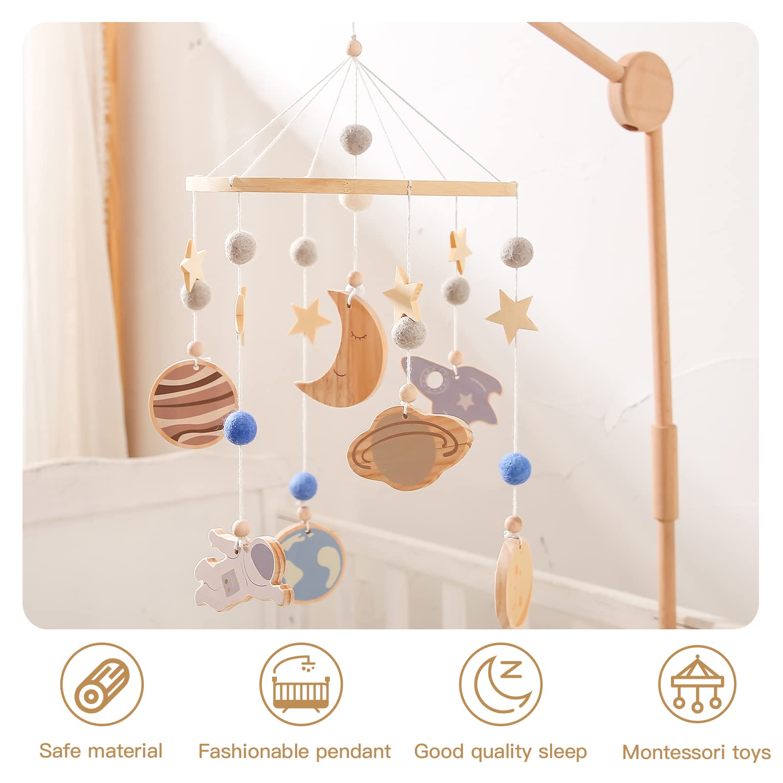 JETM·HH Space Nursery Mobile astronaut piece stimulates dreamy bedtime storytelling.