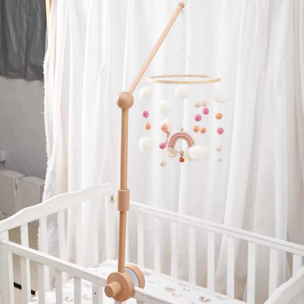 JETM·HH wooden crib mobile arm with spacers protects crib rails and prevents slips
