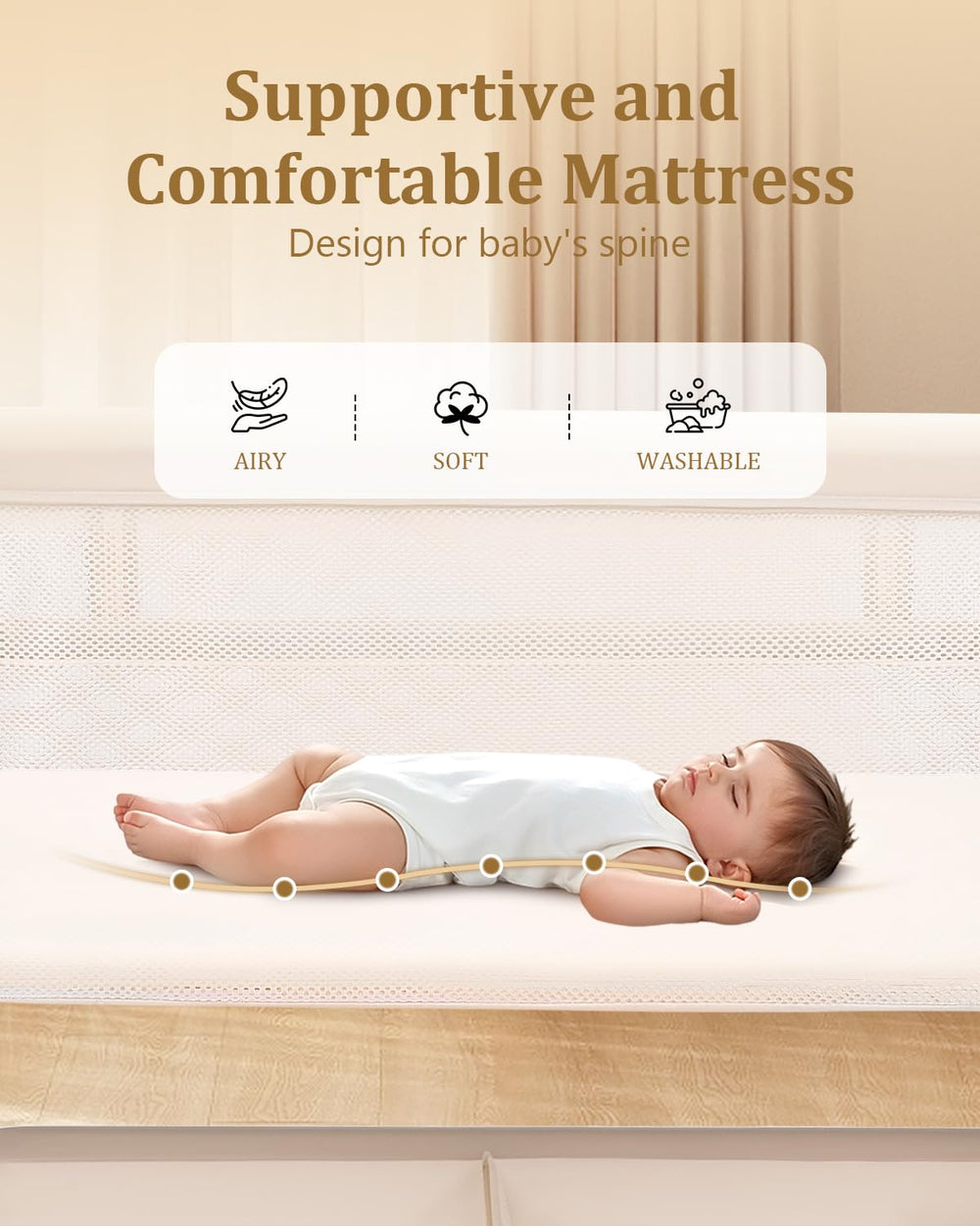 JevrJeur bassinet features a large storage basket for baby essentials.