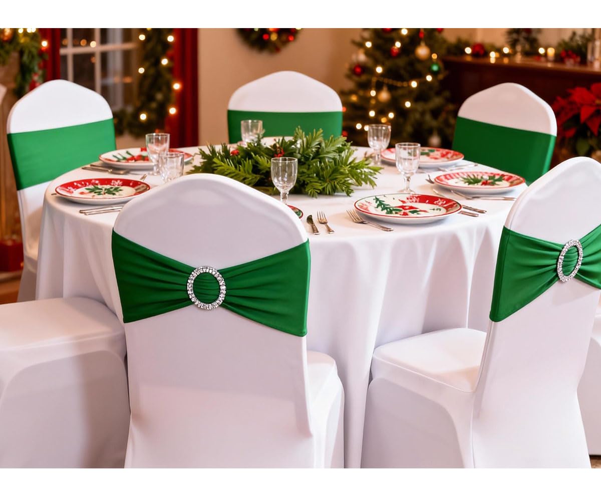 JFDYDM emerald green sash stretched on a folding chair for a polished look.