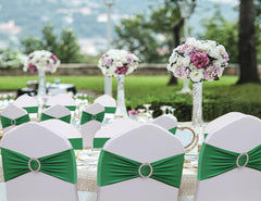 JFDYDM emerald green chair sash adorning a chair back for festive decor.