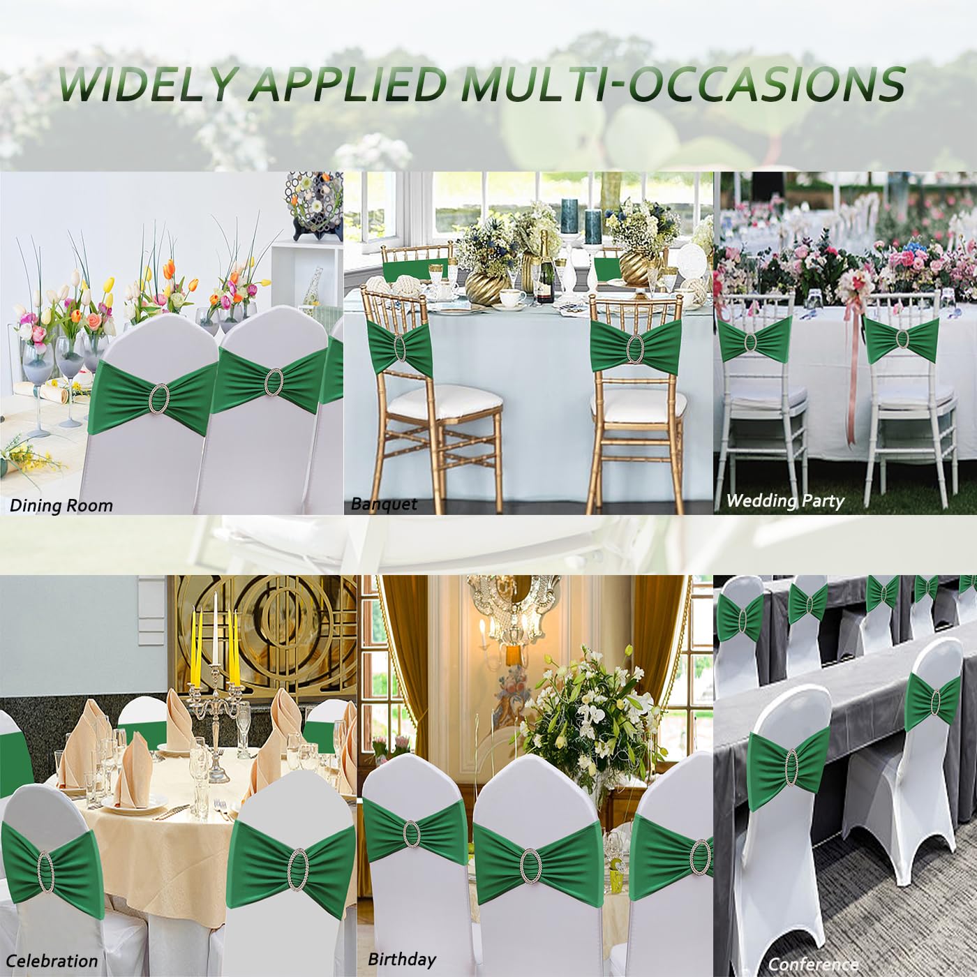 JFDYDM emerald green sash with buckle slider enables quick setup.