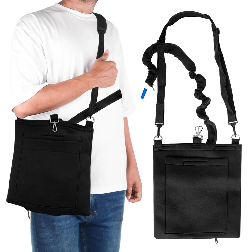 JFHNMLW 2000ml catheter bag holder front view showing discreet profile and accessible openings.
