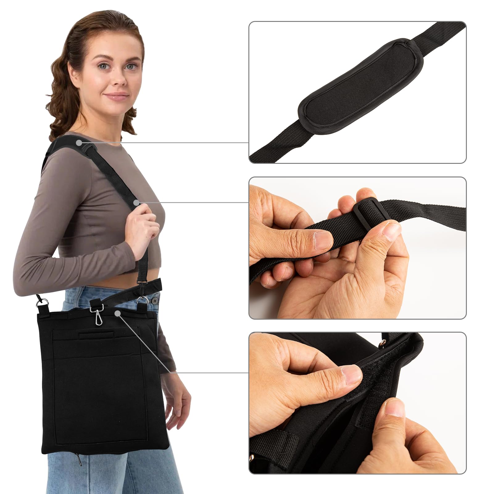 JFHNMLW catheter bag holder adjustable shoulder strap for comfortable travel.