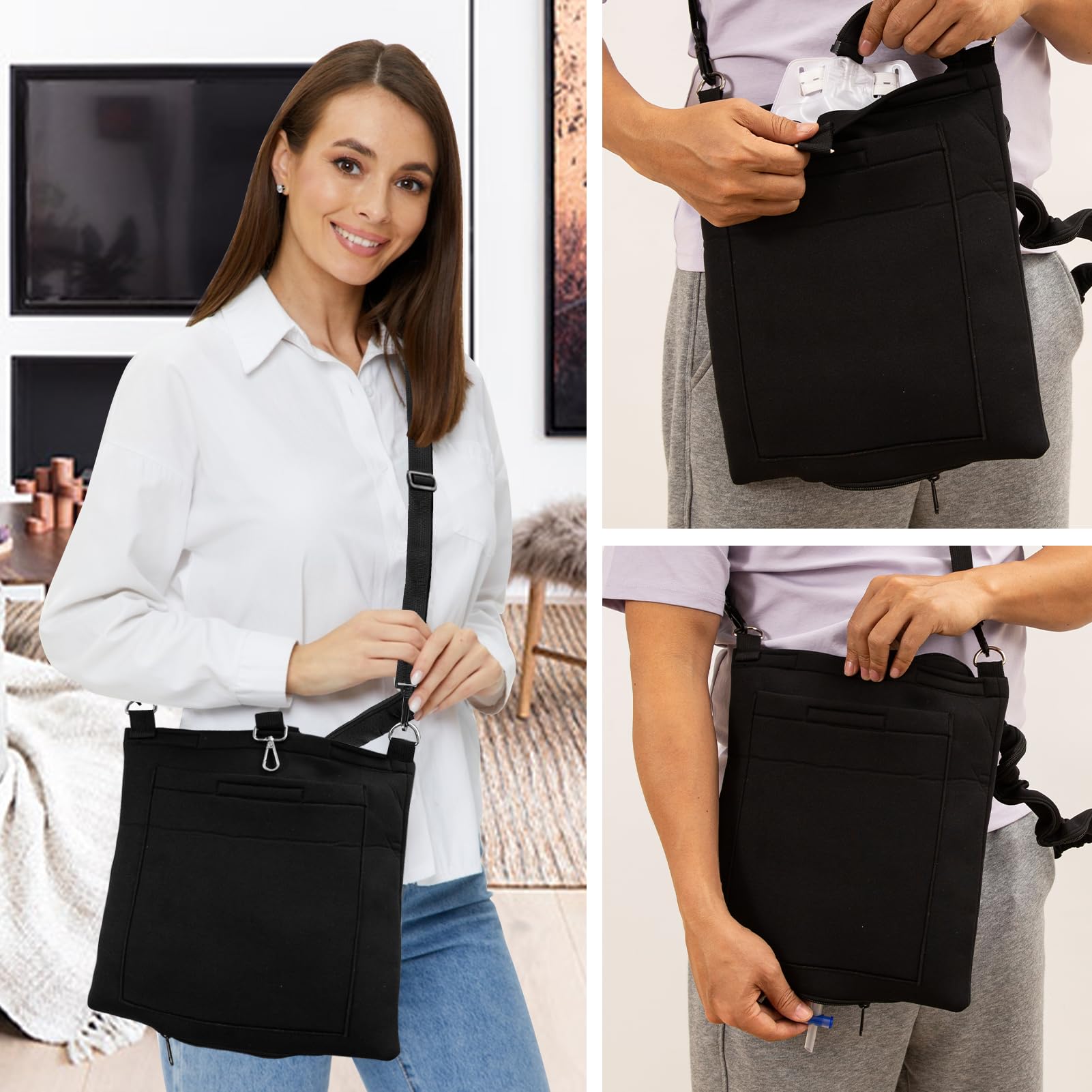 JFHNMLW catheter bag holder zipper design stabilizing the drainage tube.