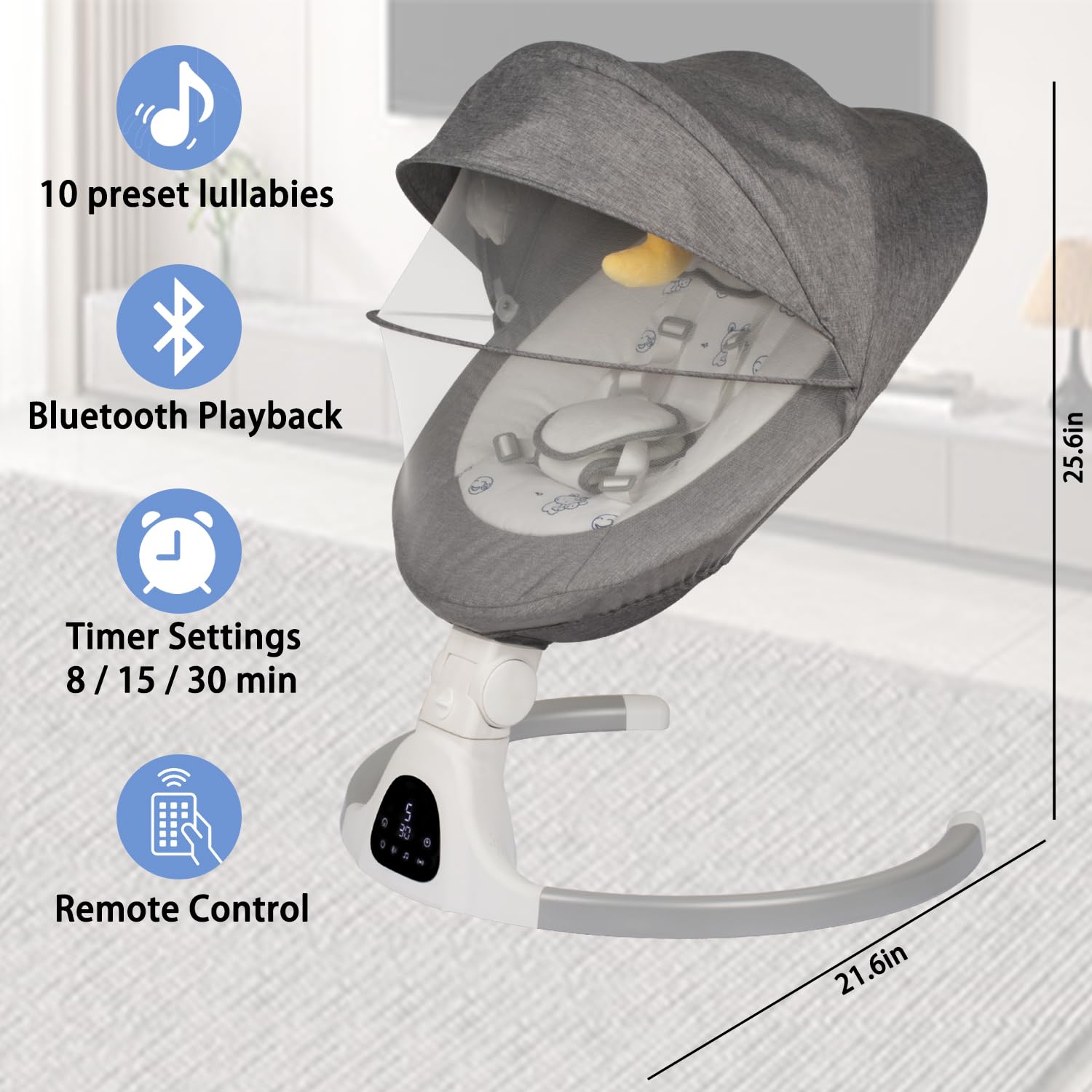 JFOVMCYG baby swing compact design for easy storage.