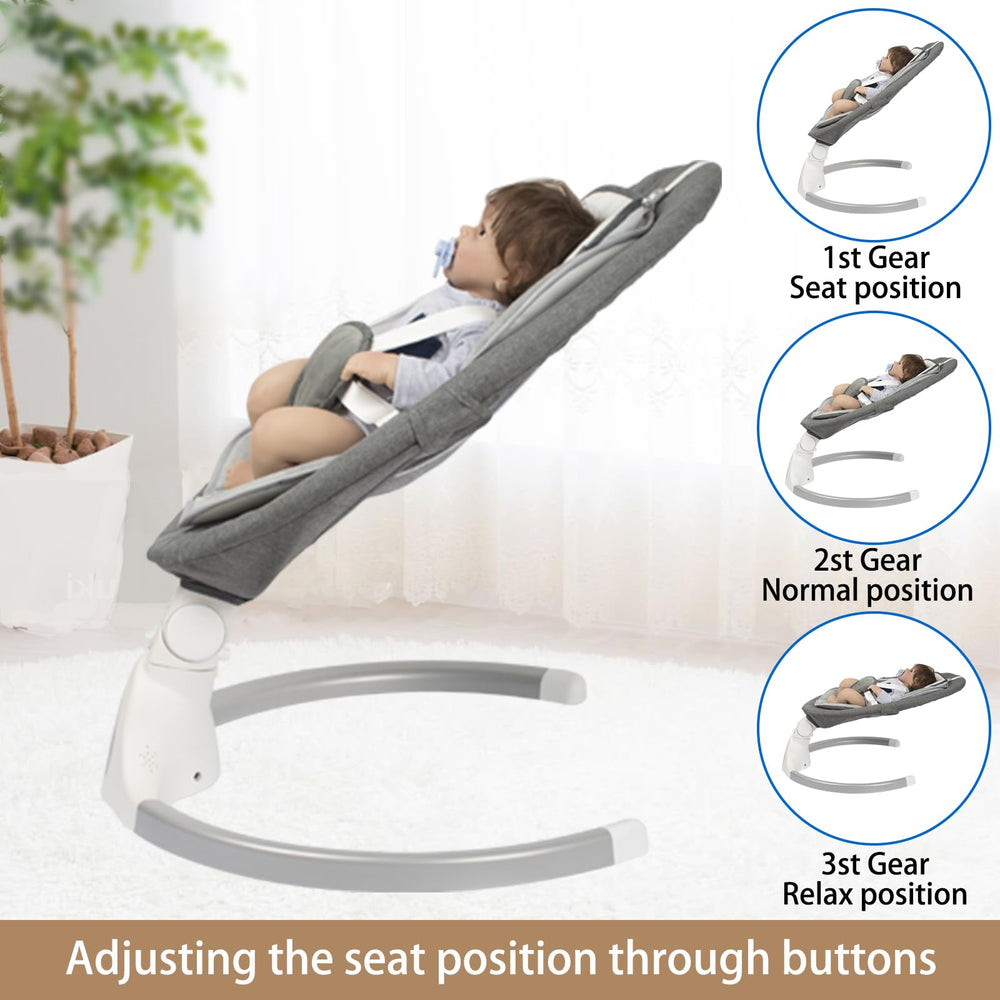 JFOVMCYG swing with five speeds offers customizable soothing rhythms.
