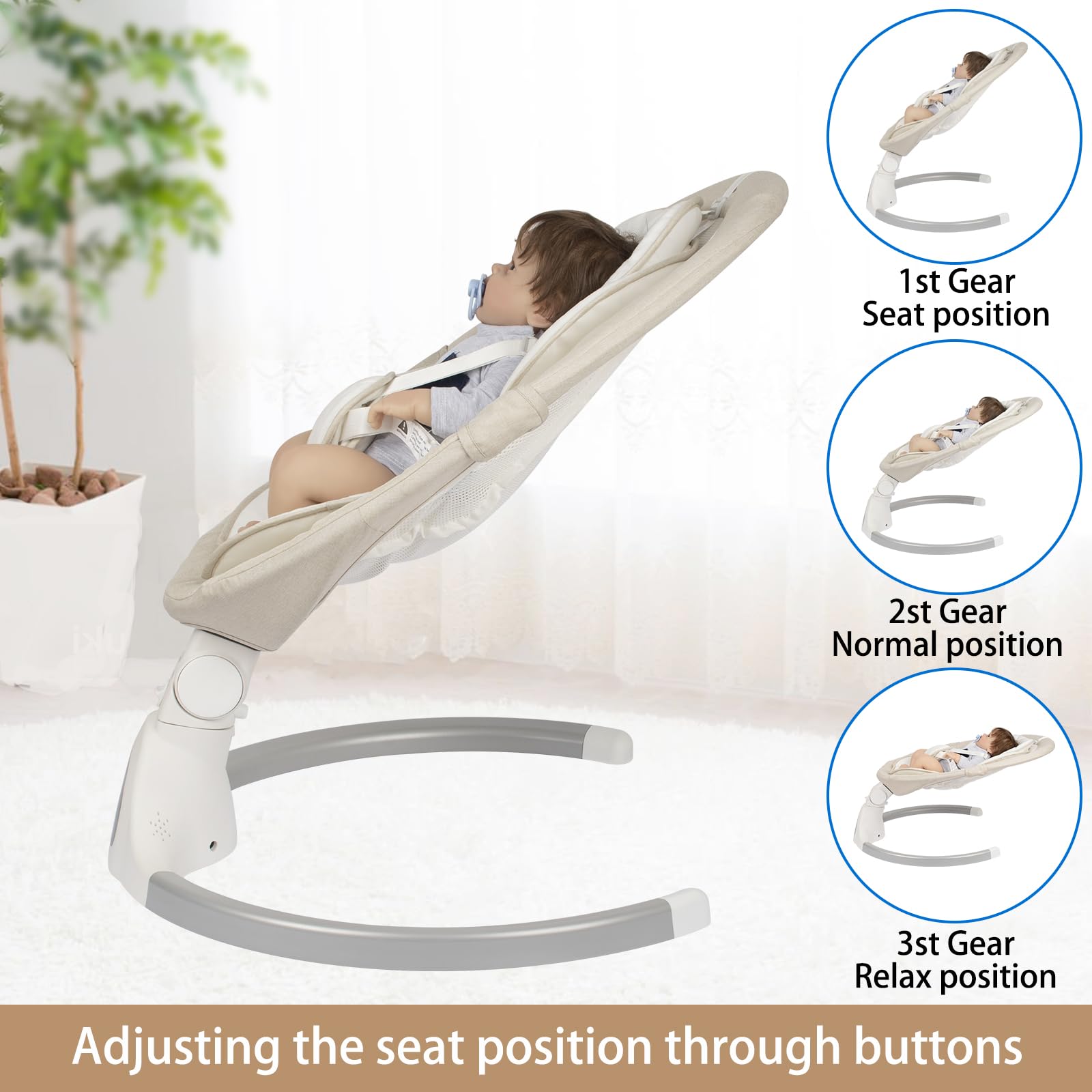 JFOVMCYG ivory white swing with Bluetooth music for calm lullabies