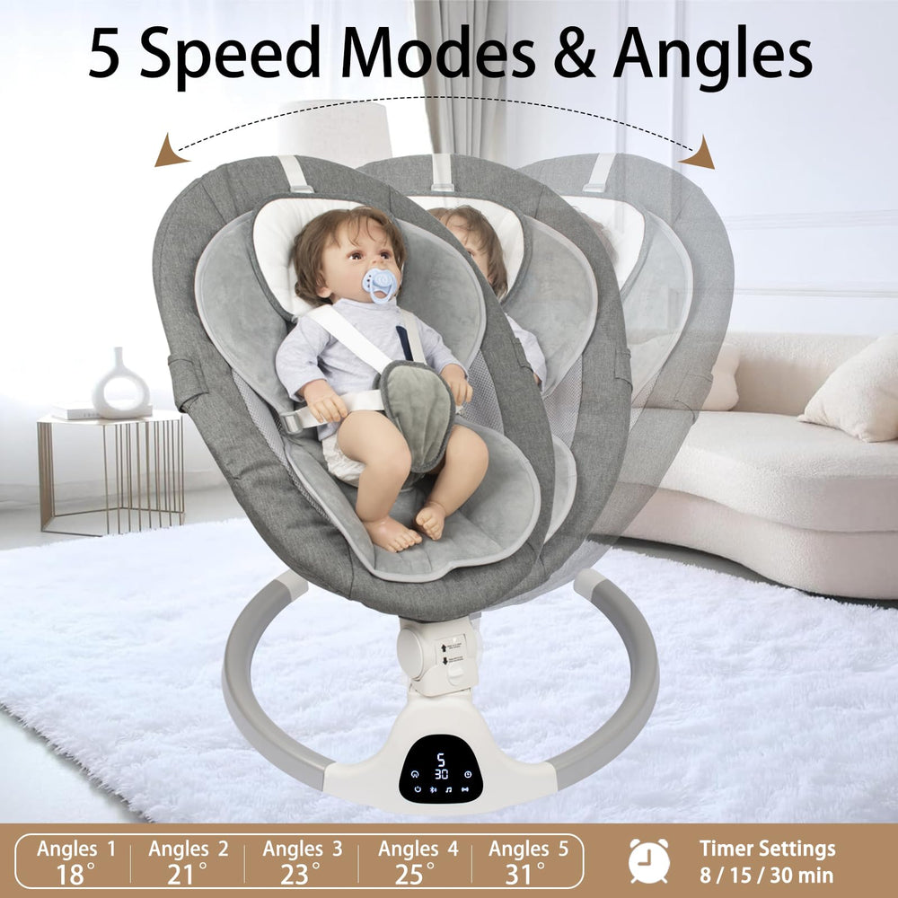 JFOVMCYG baby swing remote-control view enables convenient operation.
