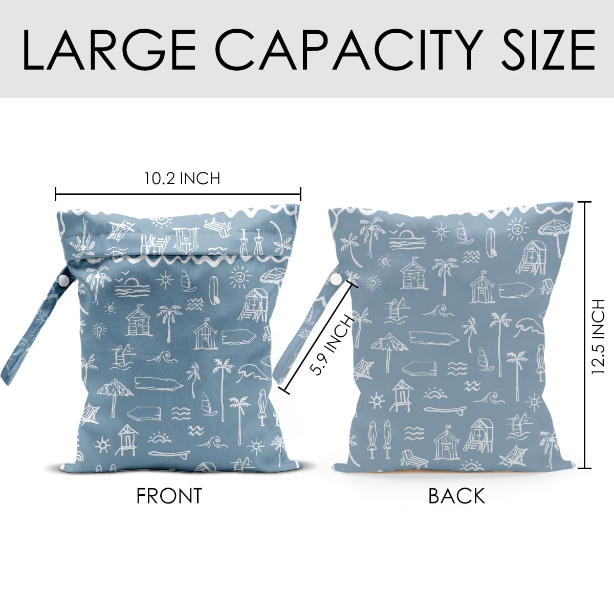 JHFDTY Wet Bag shows waterproof polyester construction for leak-free travel and pool days.