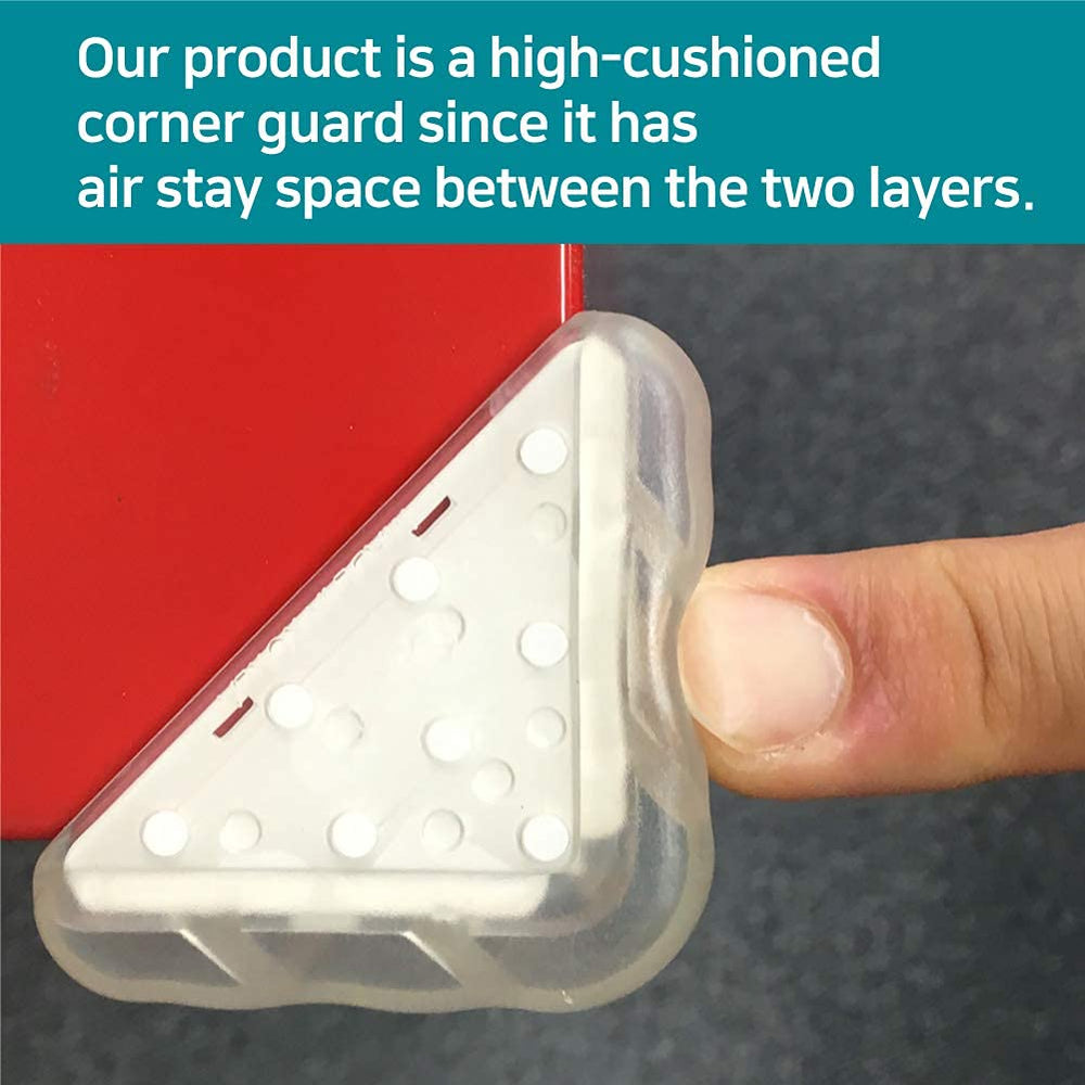 JHK Appason corner guards close-up of pre-applied adhesive strip for easy peel-and-stick.