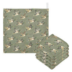 JHKKU Mallard Ducks washcloth shows soft cotton for gentle baby care during every bath.