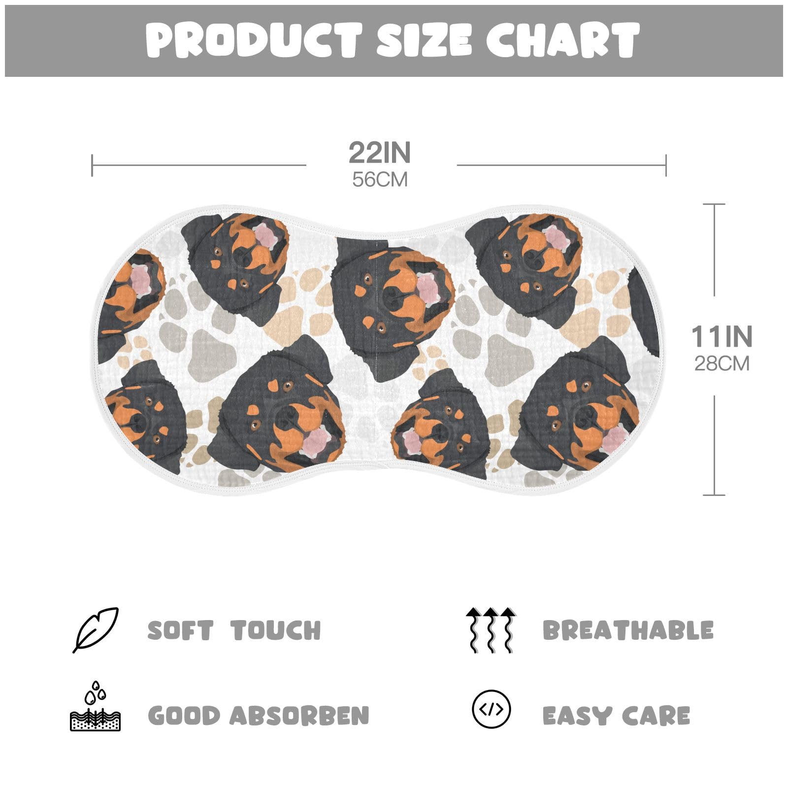 JHKKU burp cloth 22x11 size demonstrates full shoulder coverage during feeding.