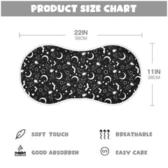 JHKKU burp cloths 22 by 11 inches for full shoulder coverage.