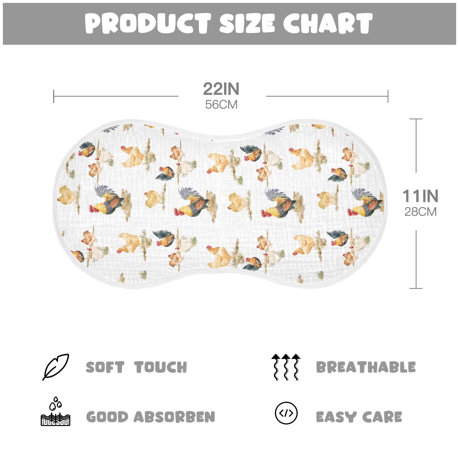 JHKKU burp cloths close up of absorbent four layer cotton yarn for strong absorption.