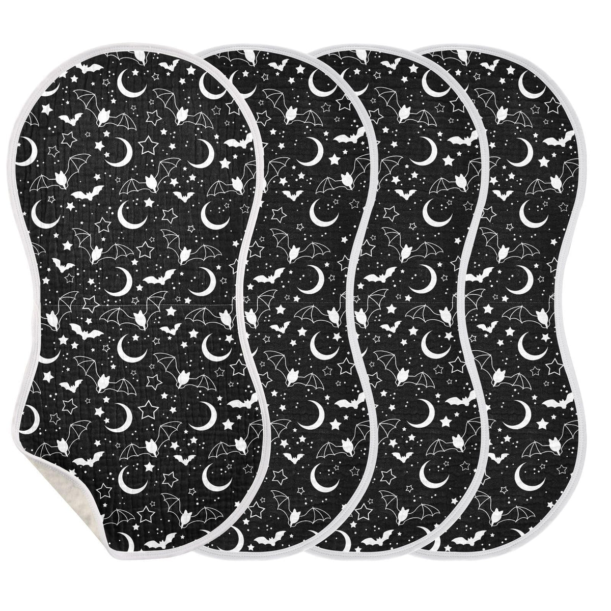 JHKKU muslin burp cloths with Halloween bats print for stylish baby mess protection.