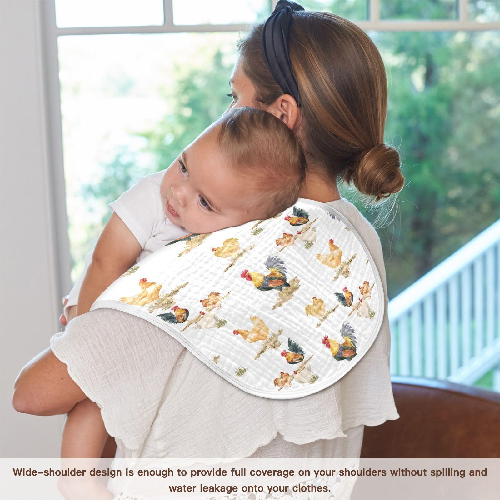 JHKKU muslin burp cloths 22 by 11 inches offering broad shoulder coverage.