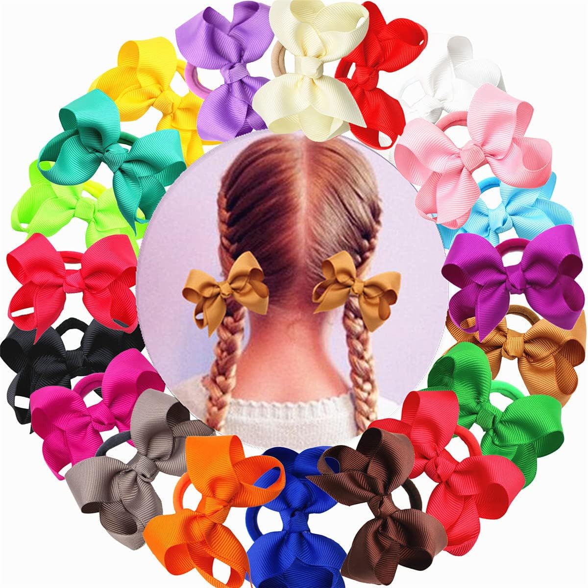 Jiaayuell 3-inch pink bow on elastic band for secure ponytails during play.