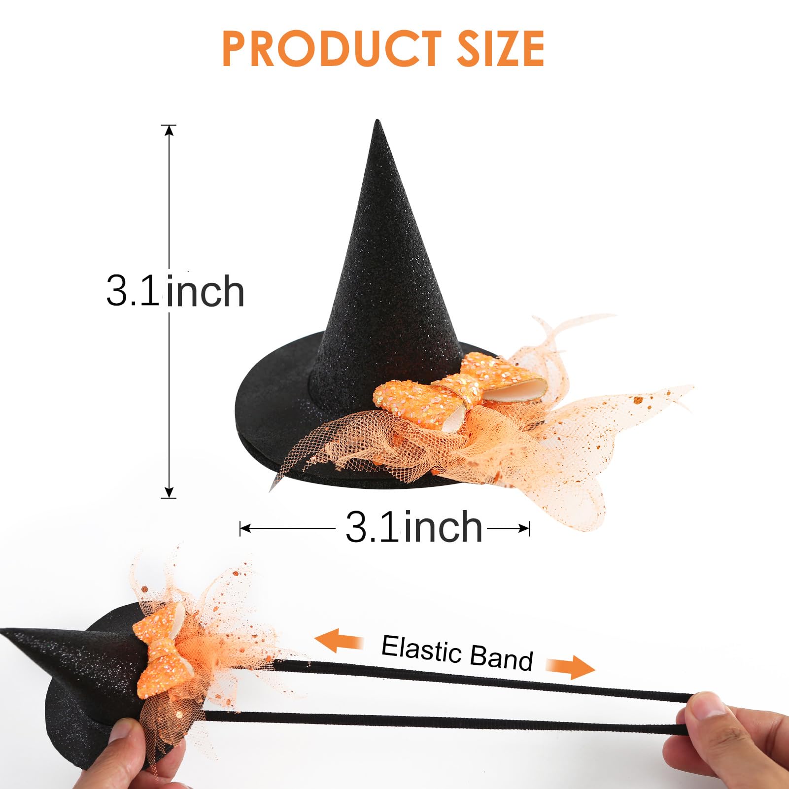 JiaDuo orange witch hat headband highlights tulle bow for festive outfits.