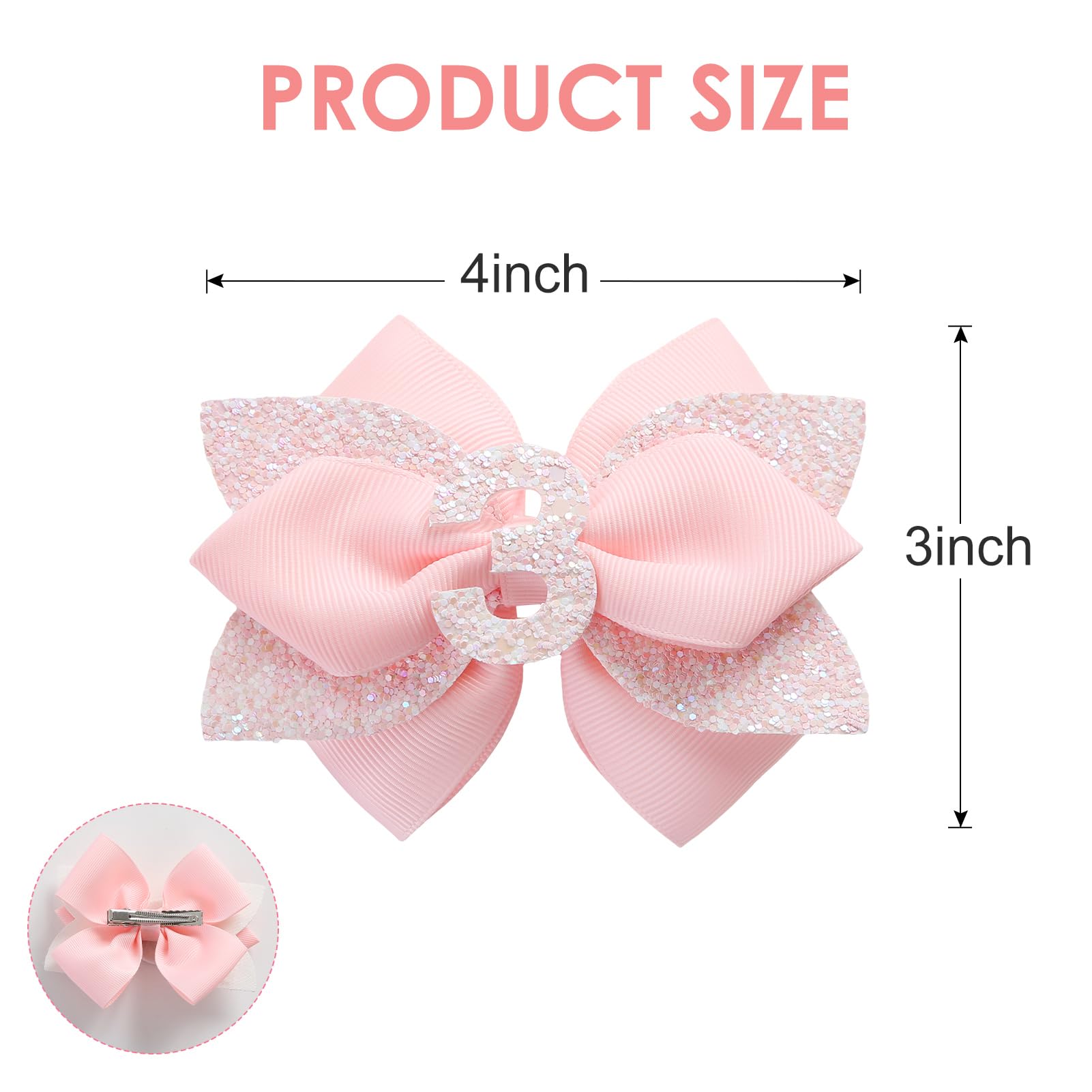 Jiaduo pink birthday bow 2-year metal clip keeps hair secure