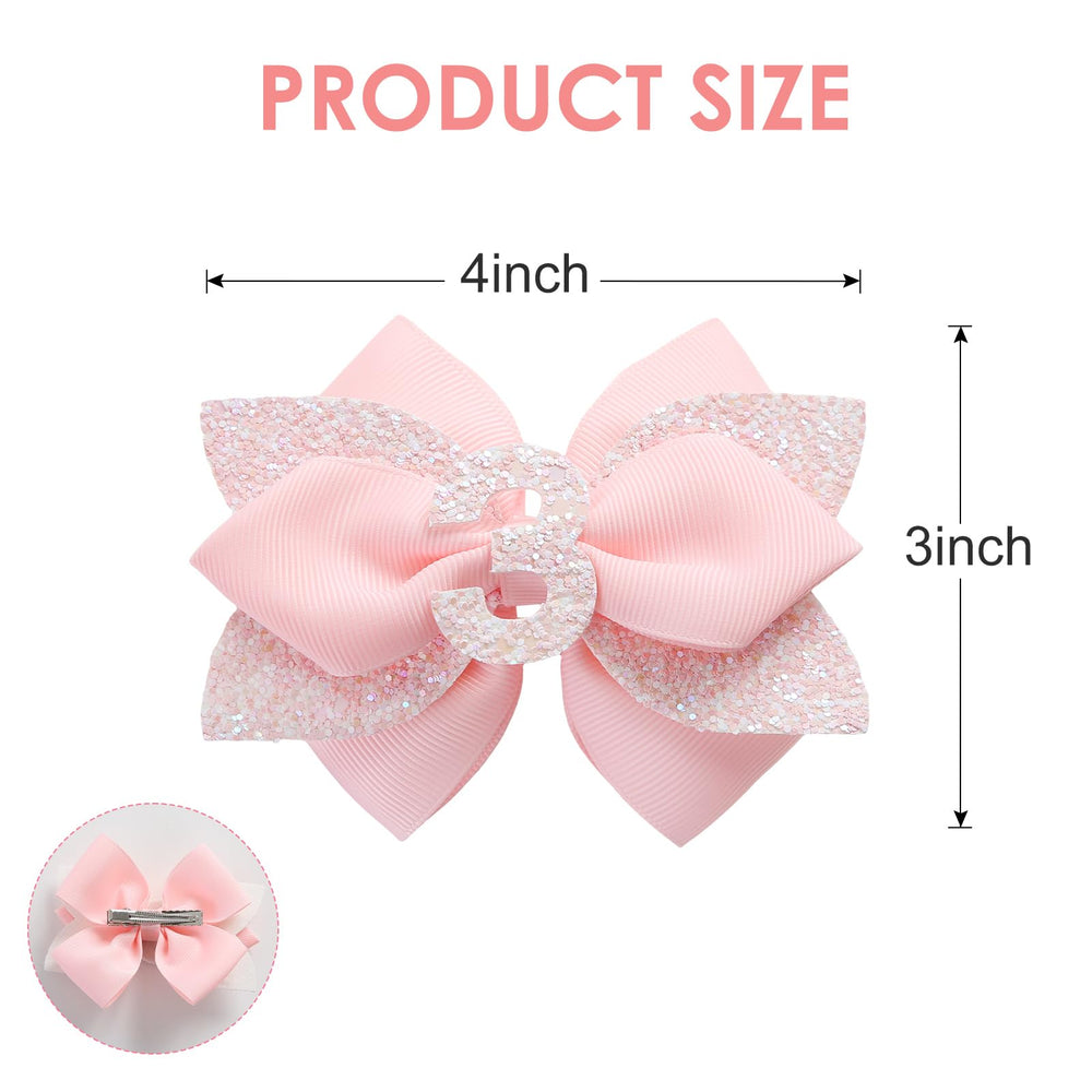 Jiaduo pink birthday bow 2-year metal clip keeps hair secure