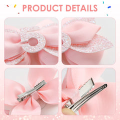 JiaDuo pink birthday bow for 3-year metal clip, comfortable all-day wear at parties.