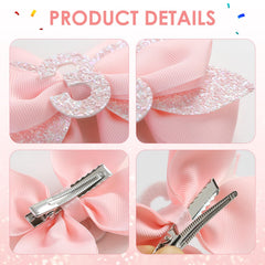 Jiaduo pink birthday bow 3-year glitter sequins add festive sparkle