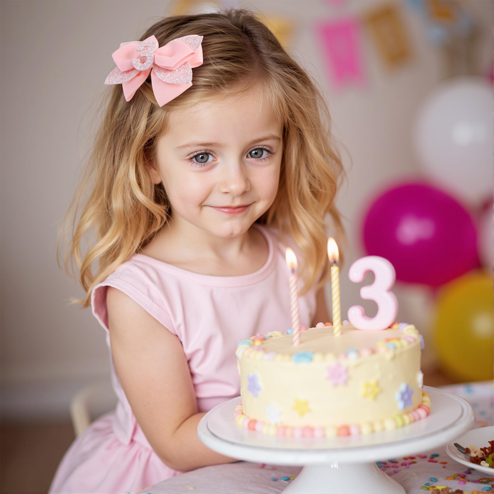 Jiaduo pink birthday bow 5-year glitter detail boosts party vibes