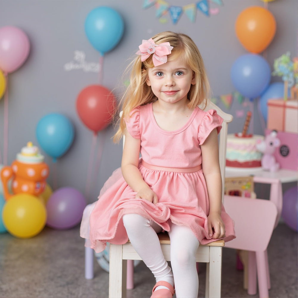 JiaDuo pink birthday bow for 6-year metal clip, durable hold for festive photos.