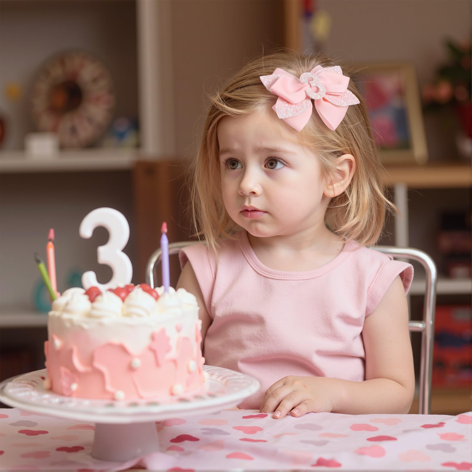 Jiaduo pink birthday bow 6-year glitter sequin finish for festive style