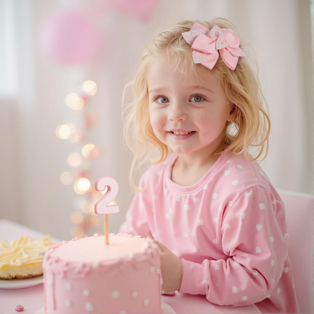 Jiaduo pink birthday bow 6-year style with metal clip for lasting shine.