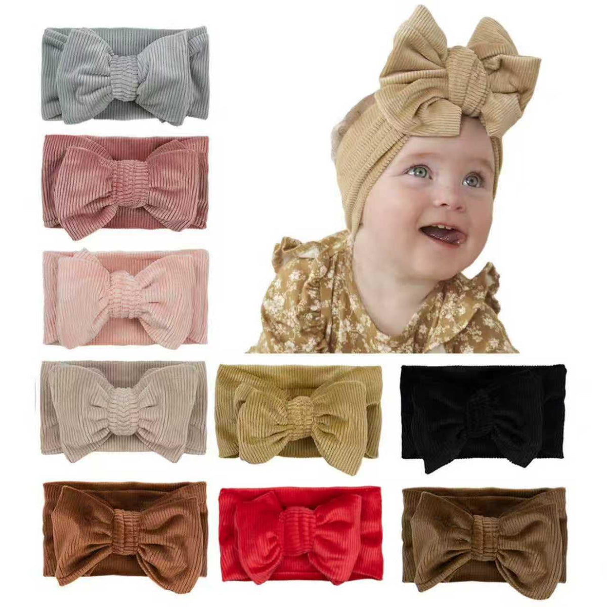 JIAHANG baby bow turban head wrap in a colorful knot for easy everyday wear.