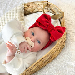 JIAHANG elastic corduroy head wrap grows with baby for a gentle fit.