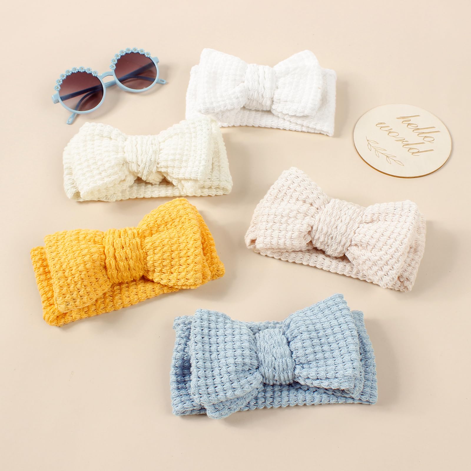 JIAHANG lavender waffle turban with bow for toddlers and outfits