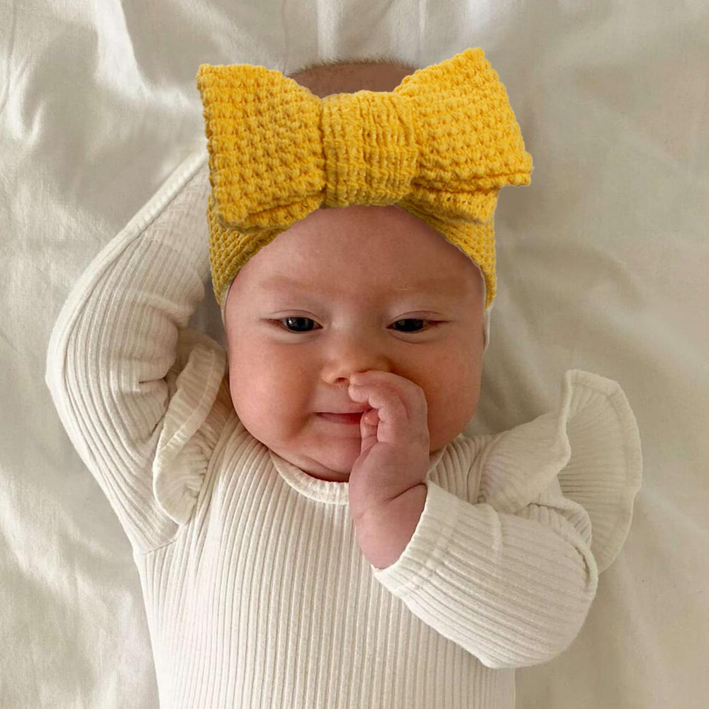 JIAHANG yellow waffle turban with bow for sunny day looks
