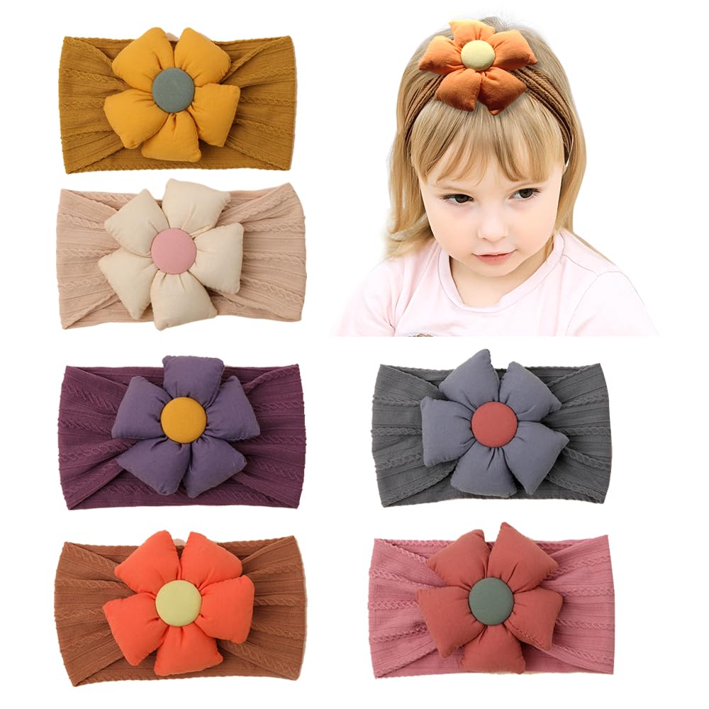 JIAHANG knitted daisy headband for babies adds cute color to daily outfits.