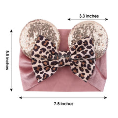 JIAHANG baby headwrap with leopard bow, flexible sizing to grow with your child.
