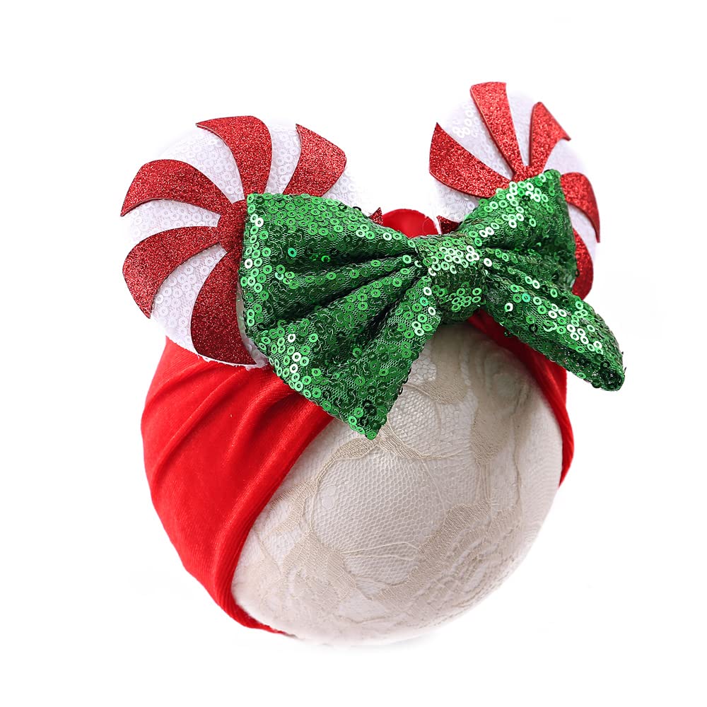JIAHANG Christmas mouse ears headwrap with lollipop, ideal for festive baby photos